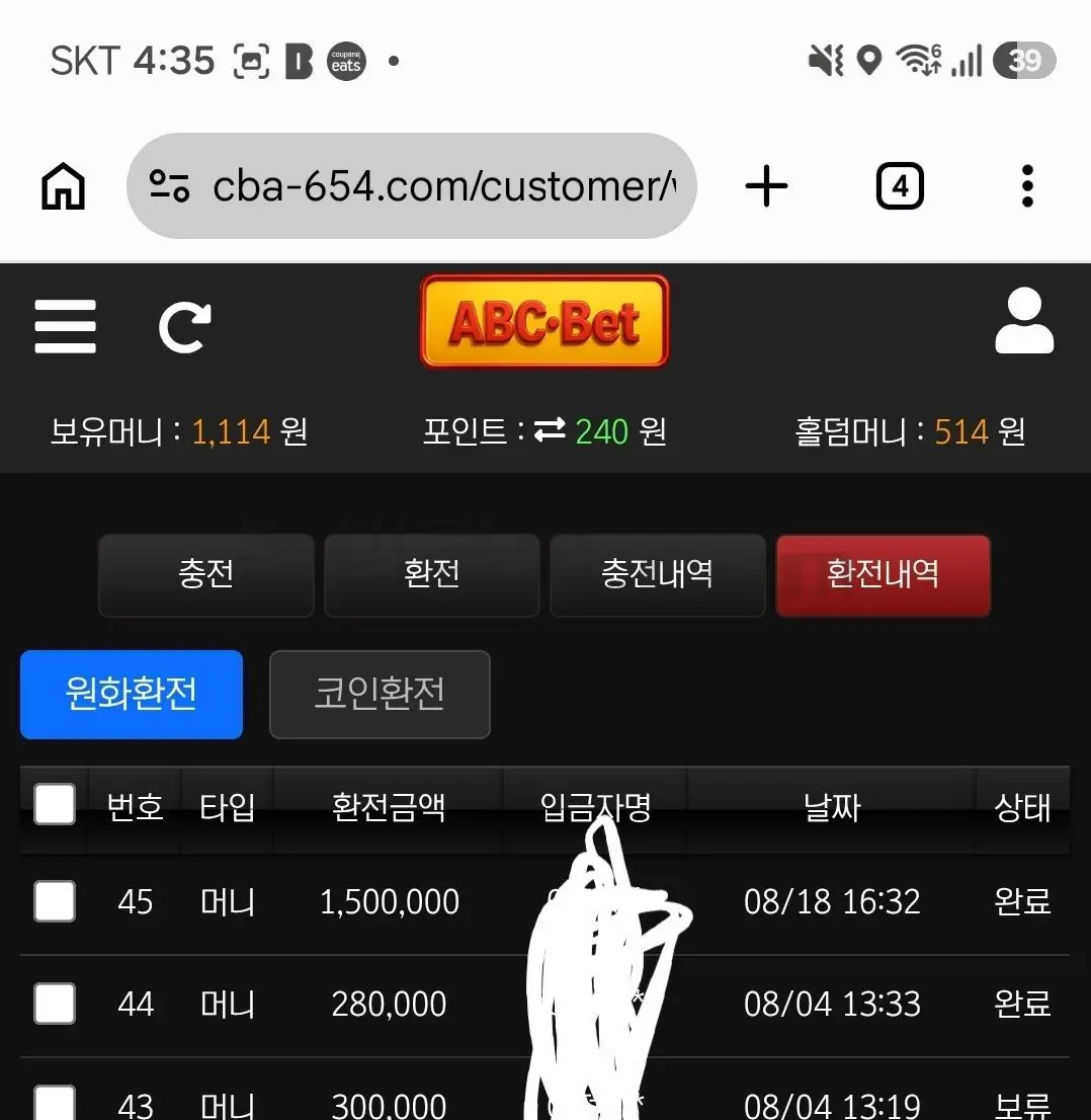 환전 인증사진