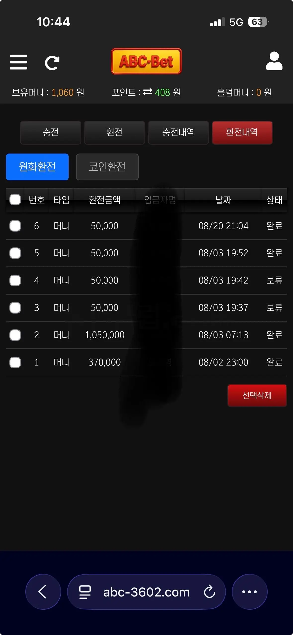 환전 인증사진