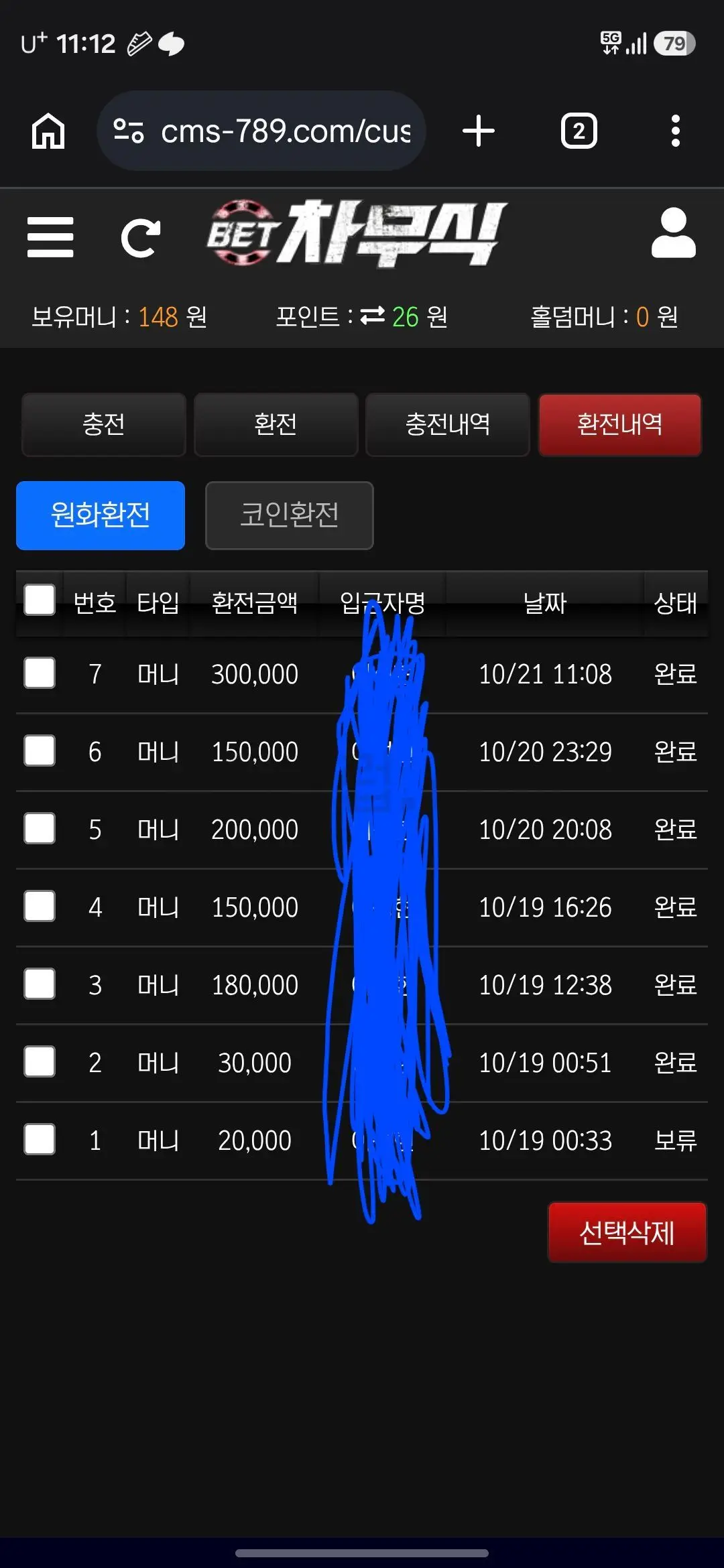 환전 인증사진