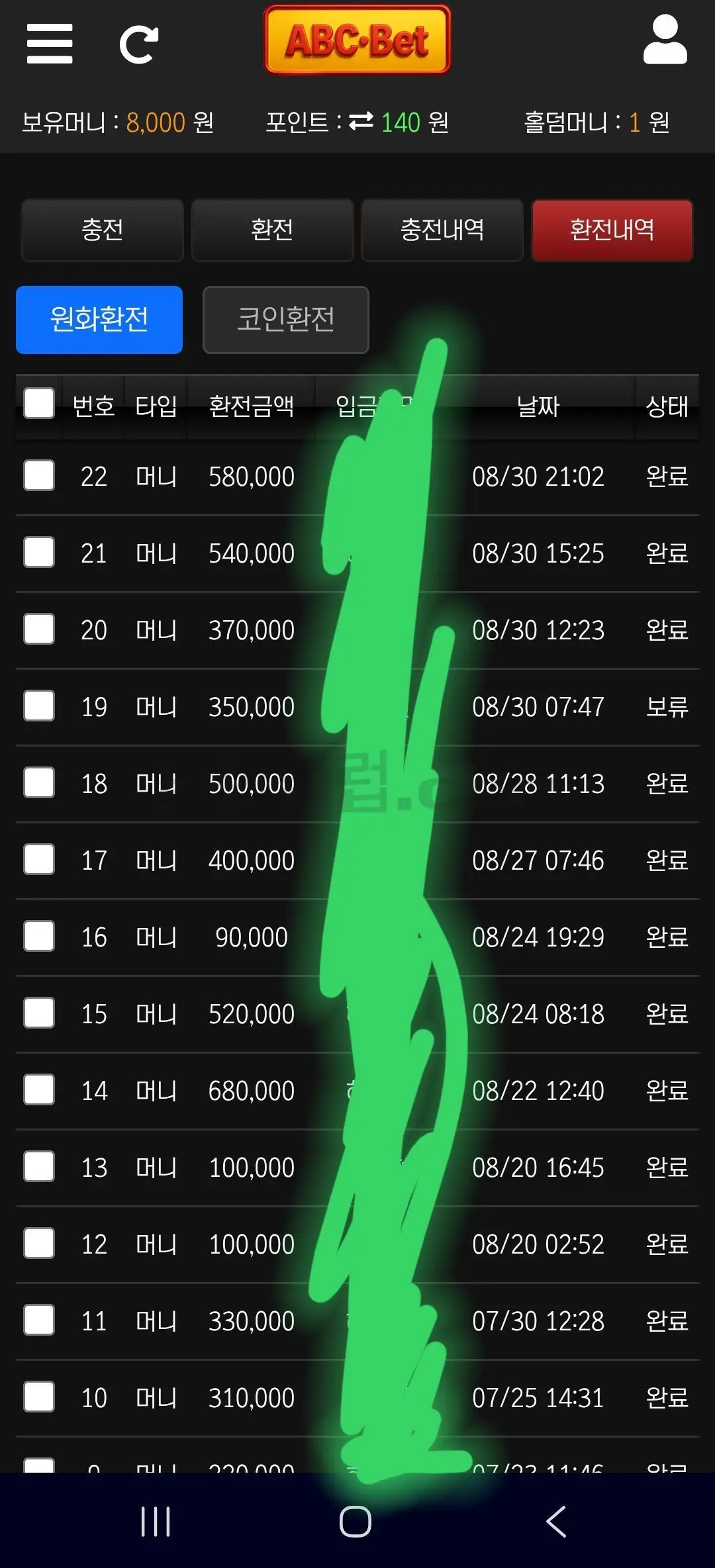 환전 인증사진