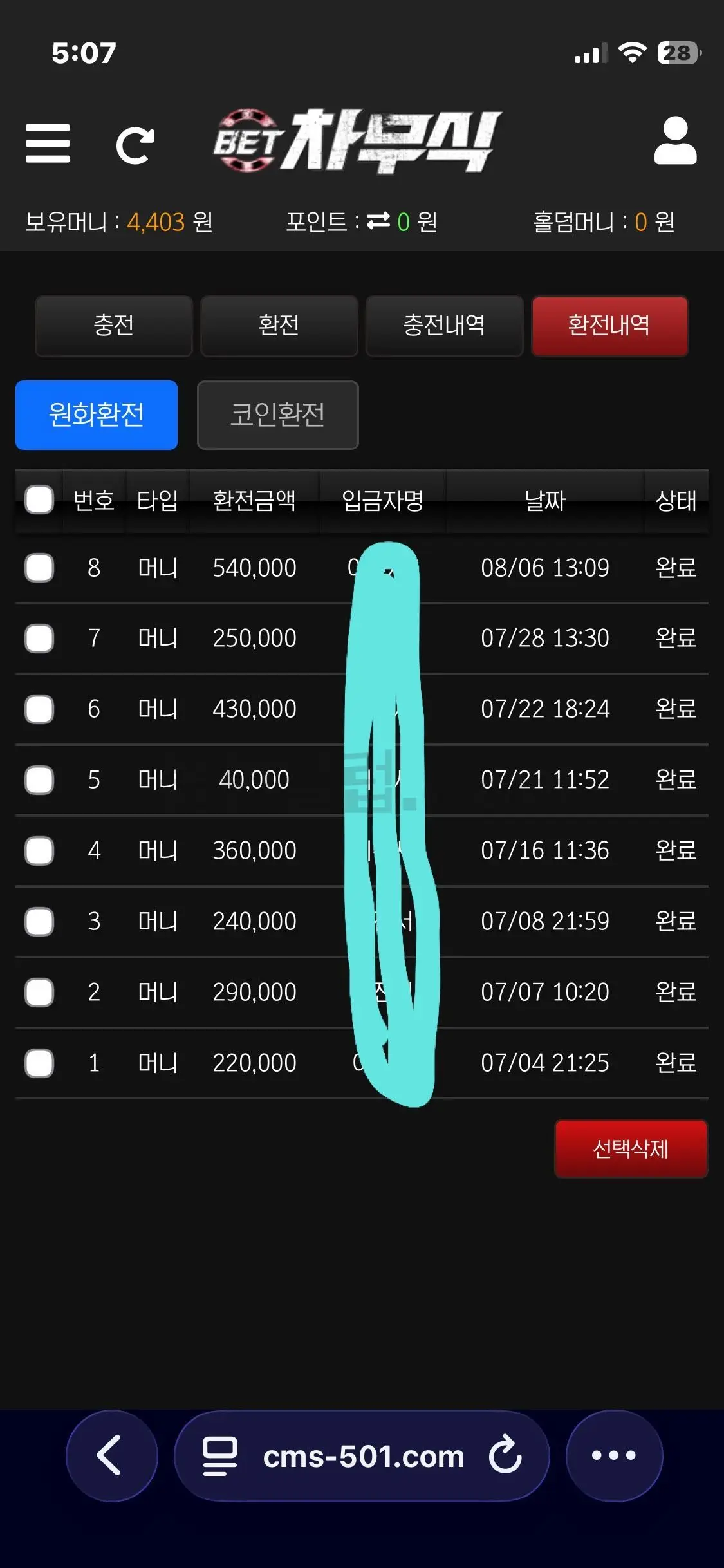 환전 인증사진