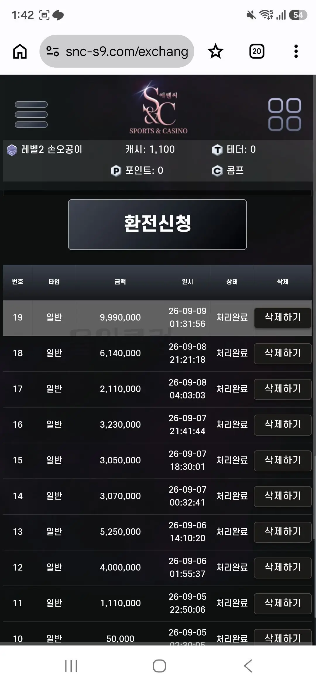 환전 인증사진