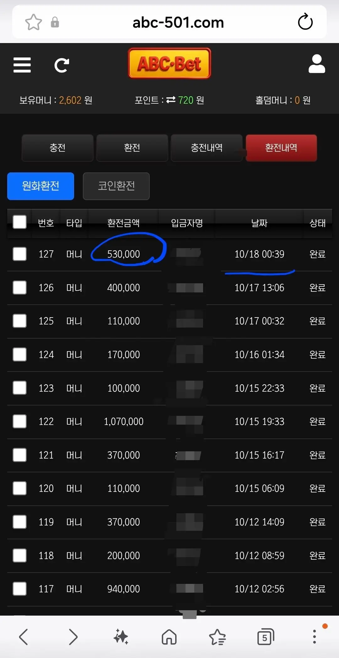 환전 인증사진