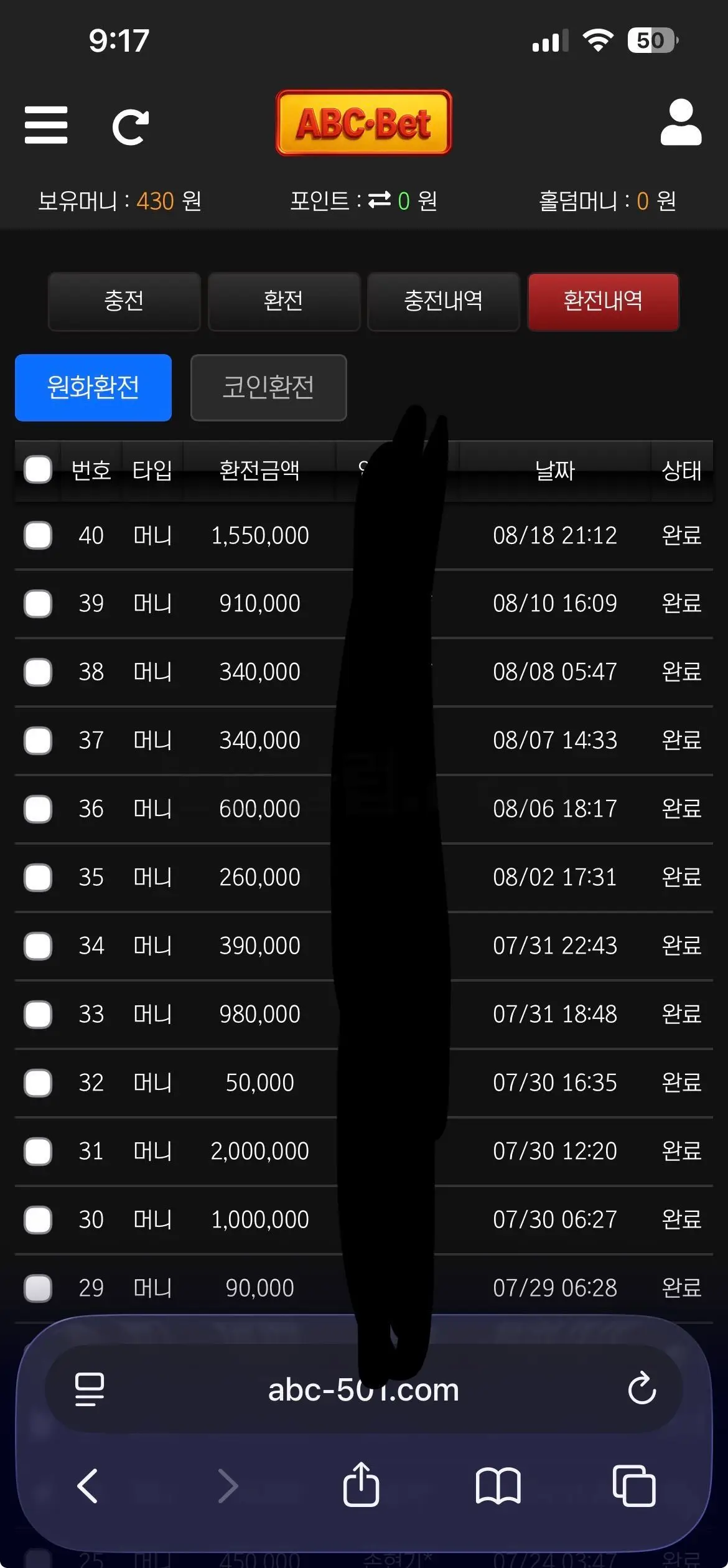 환전 인증사진