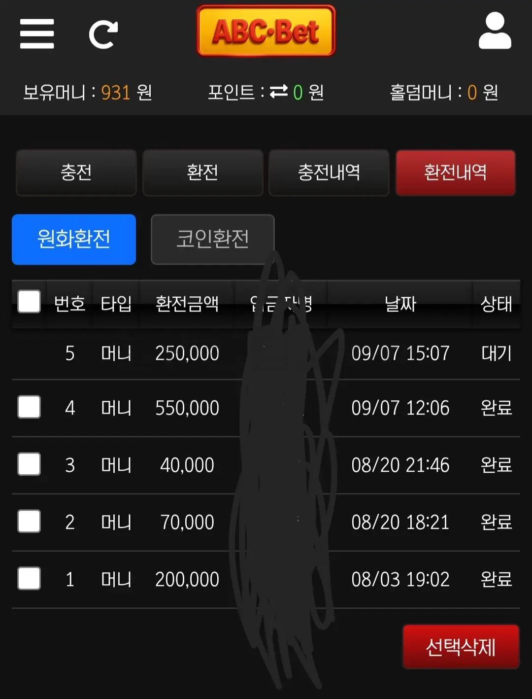 환전 인증사진