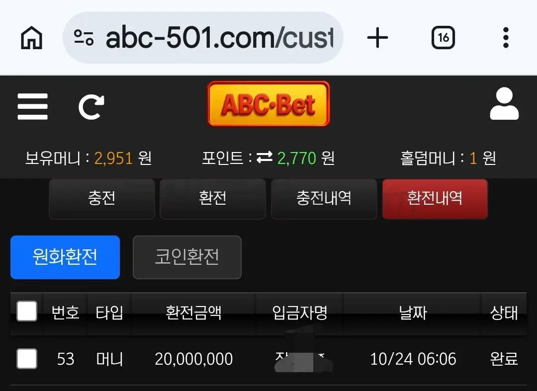 환전 인증사진