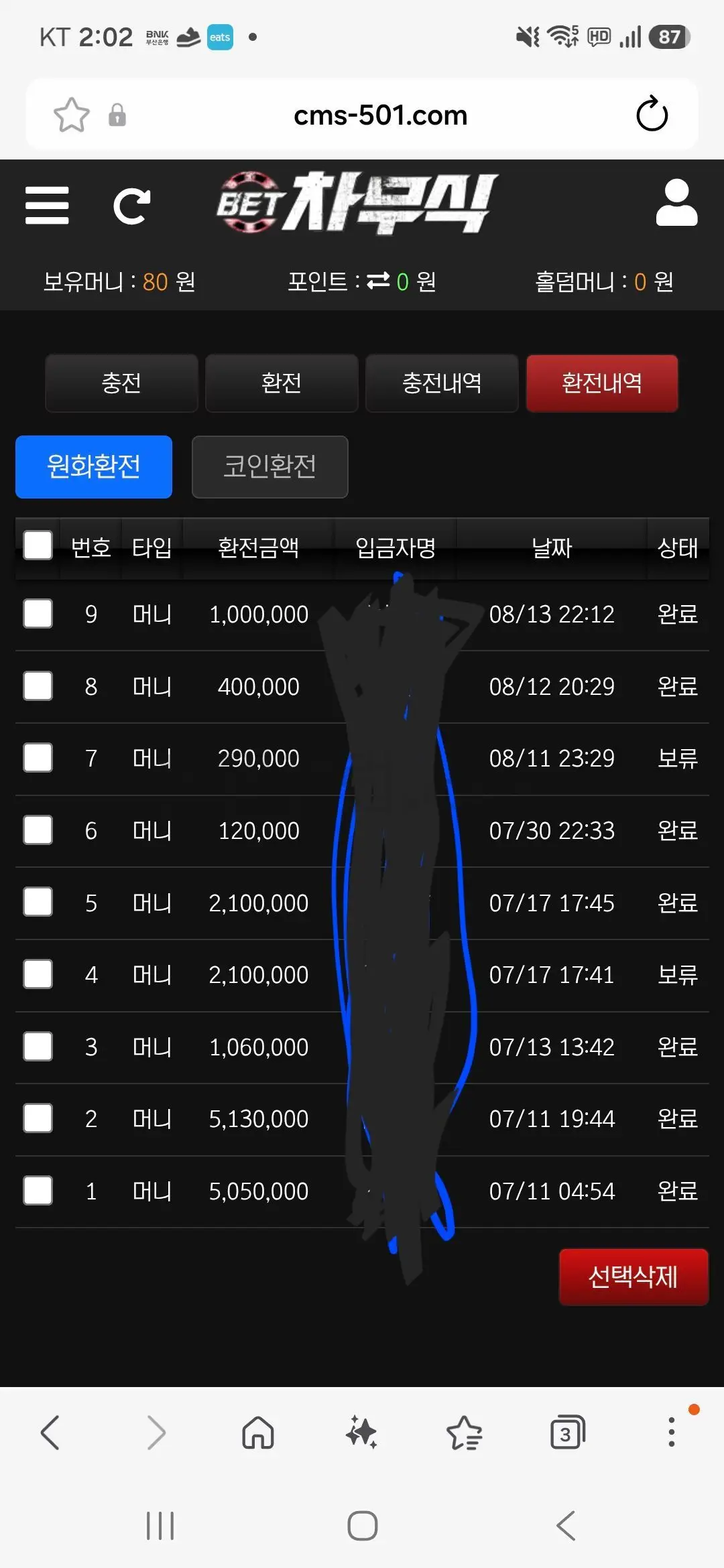 환전 인증사진