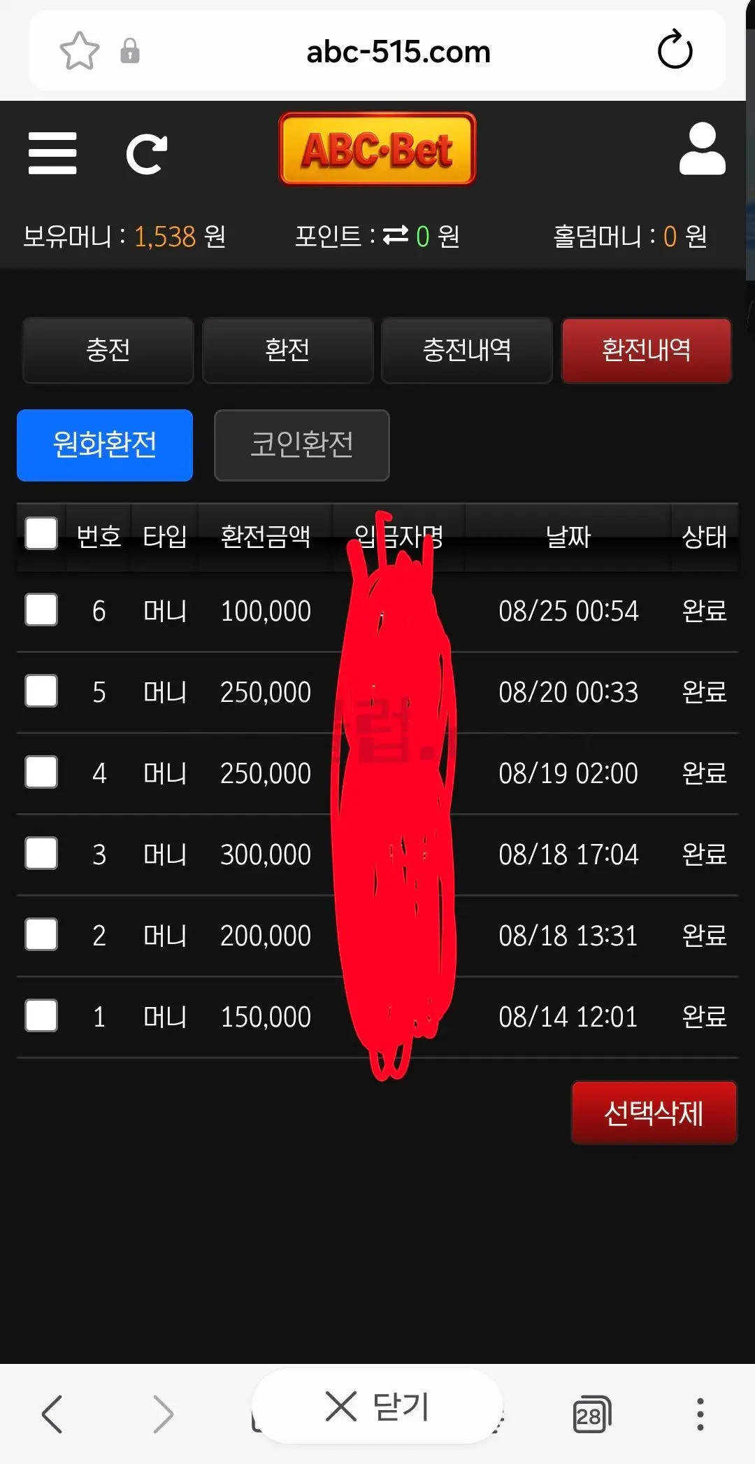 환전 인증사진