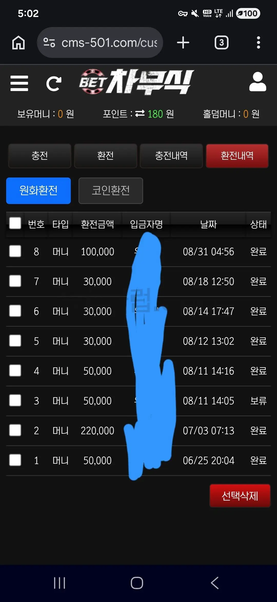 환전 인증사진