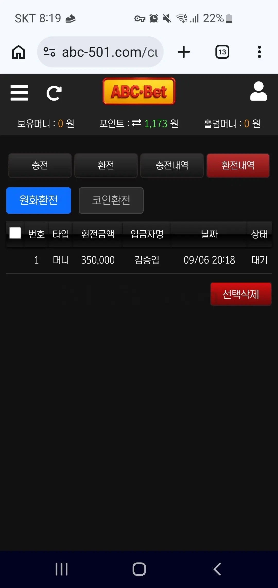 환전 인증사진