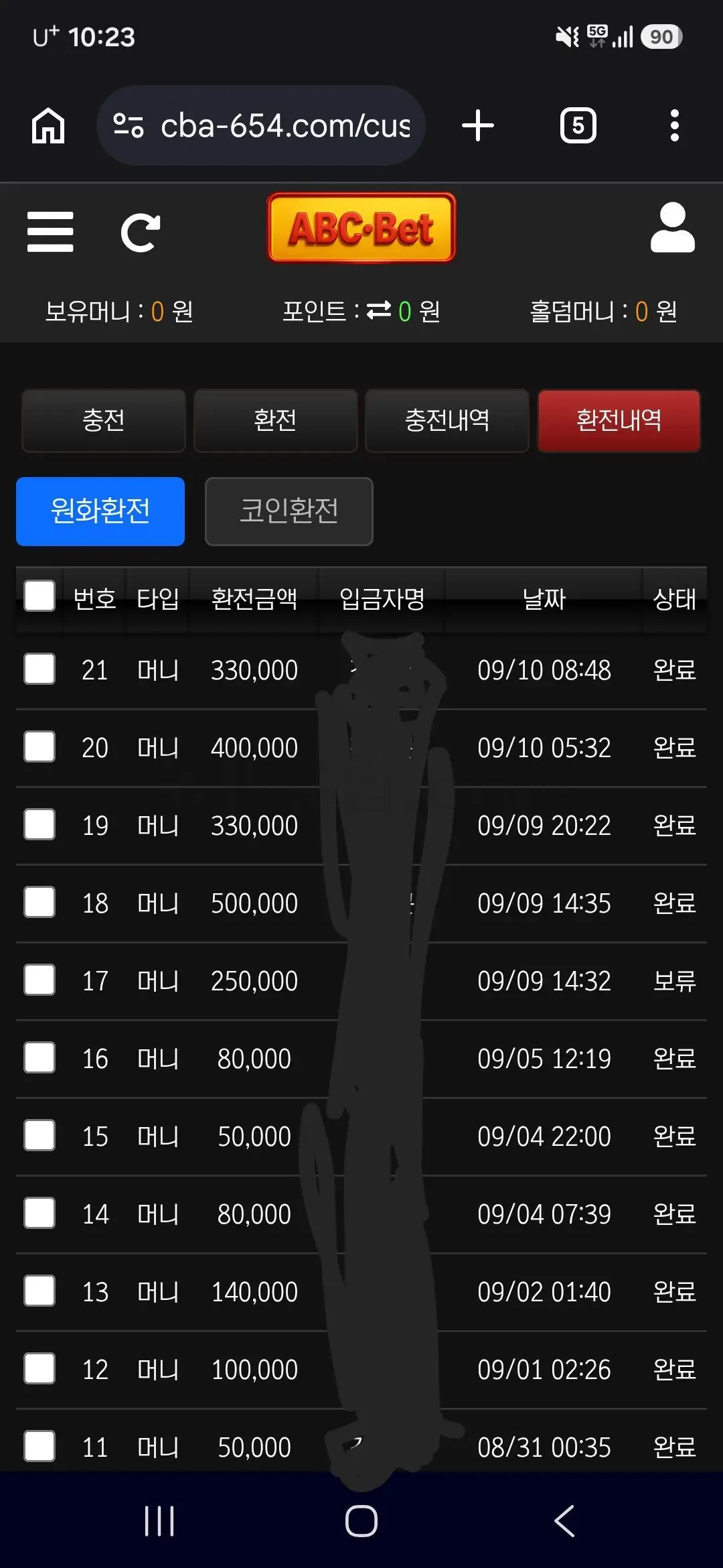 환전 인증사진